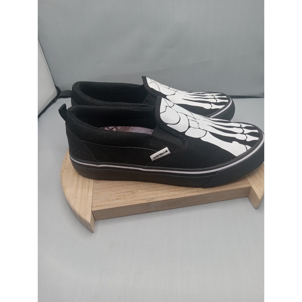 BOY'S AIRWALK-SIDEKICK CANVAS FABRIC SKELATON SLIP‎ ON BLACK ATHLETIC Shoes Sz 5 - Picture 7 of 16